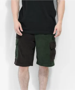 Monet Casper Brown & Green Corduroy Cargo Shorts