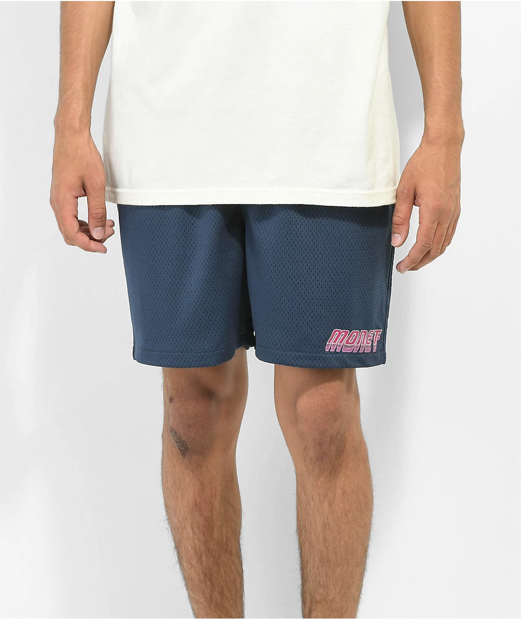 Monet Coast Navy Blue Mesh Shorts - Image 2