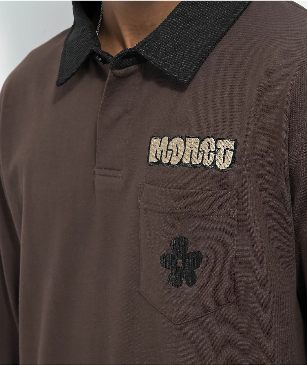 Monet Don't Hate Java Long Sleeve Polo Shirt - Image 3