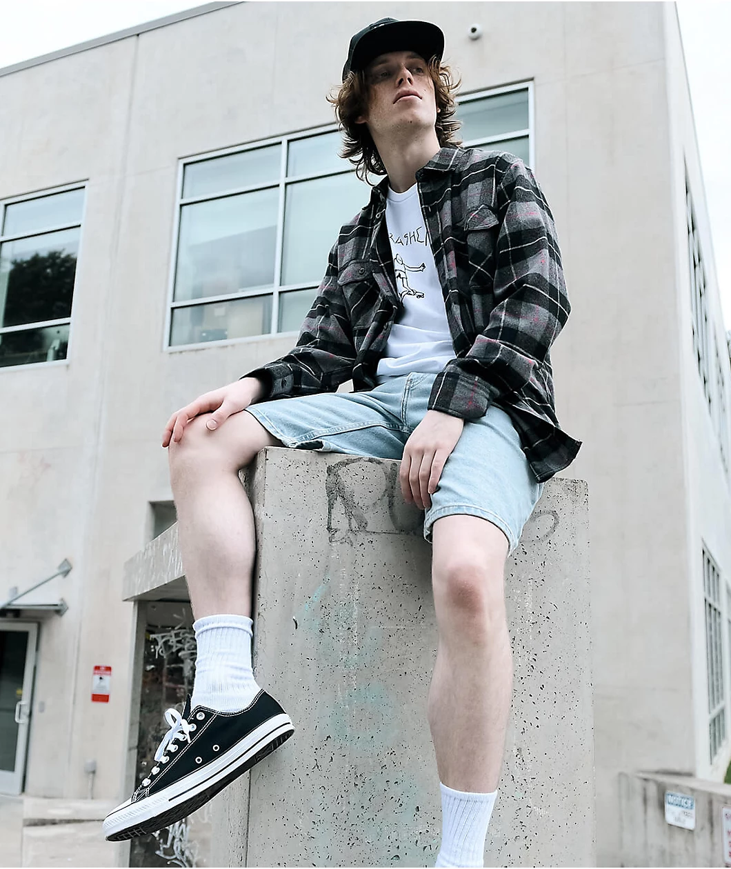 Montage Black, Grey & Red Plaid Flannel Shirt - Image 4