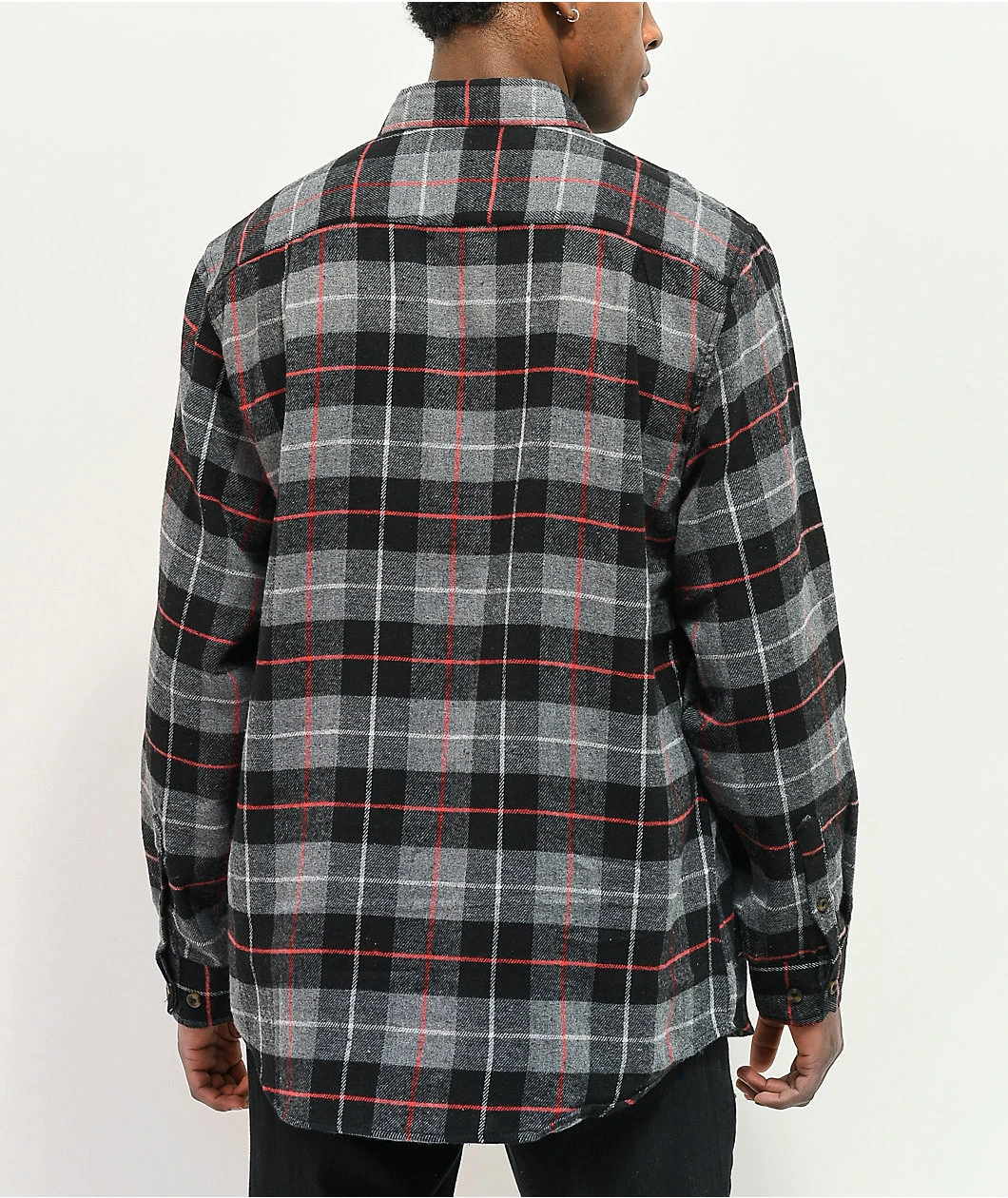 Montage Black, Grey & Red Plaid Flannel Shirt - Image 2