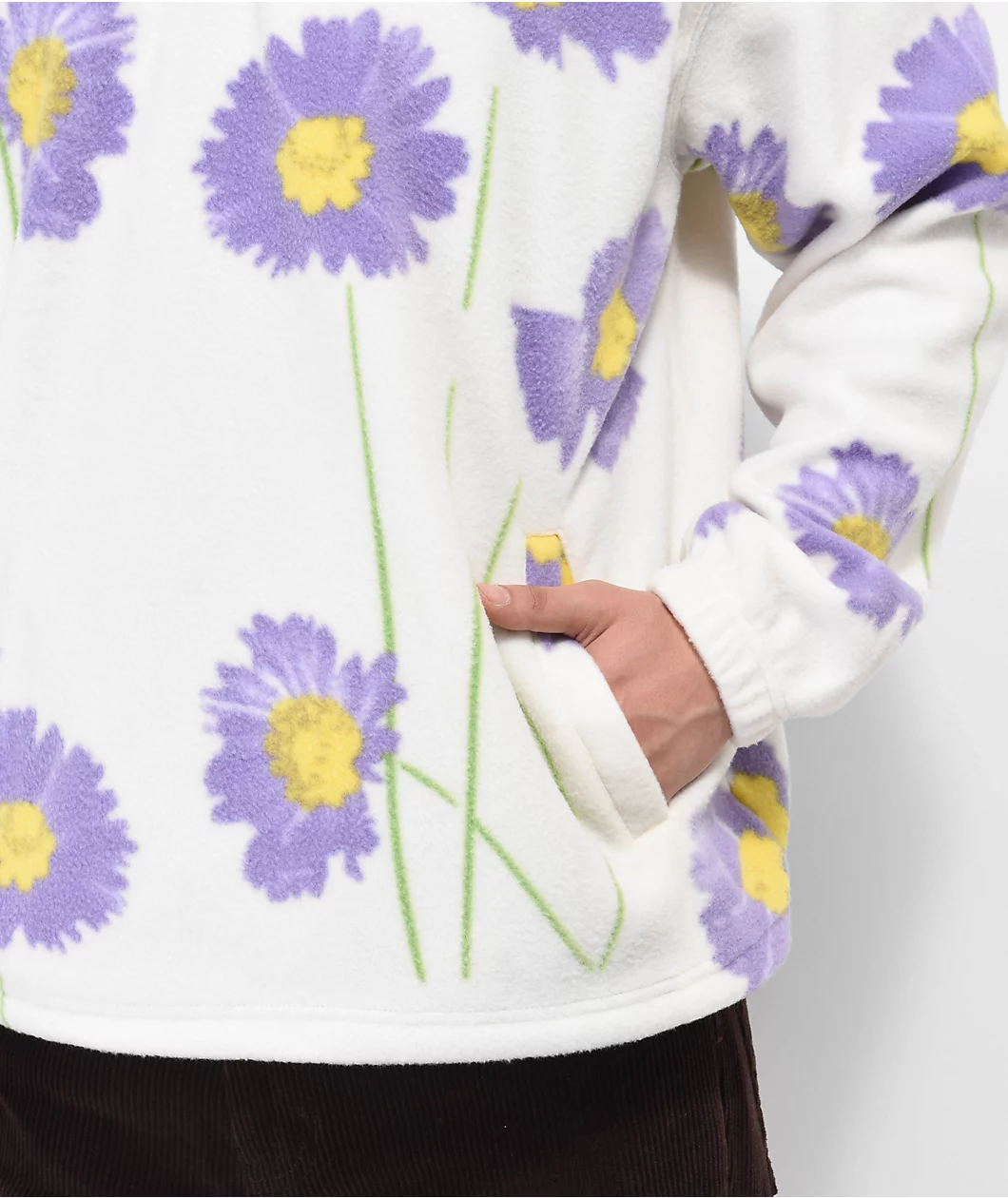 Obey Pollen Cream Mock Neck Fleece Sweatshirt - Image 4