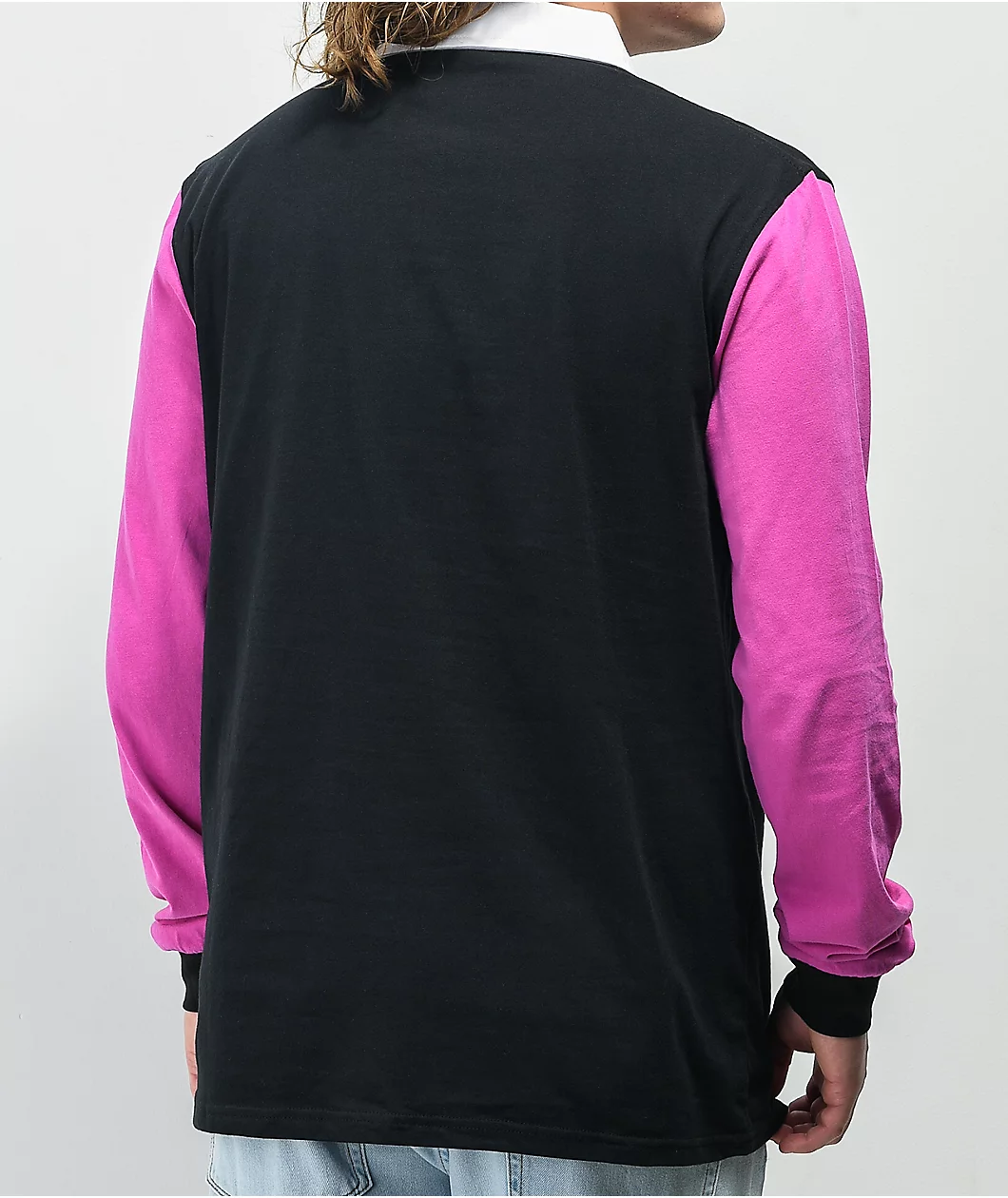 Odd Future Colorblock Purple & Black Long Sleeve Polo Shirt - Image 3