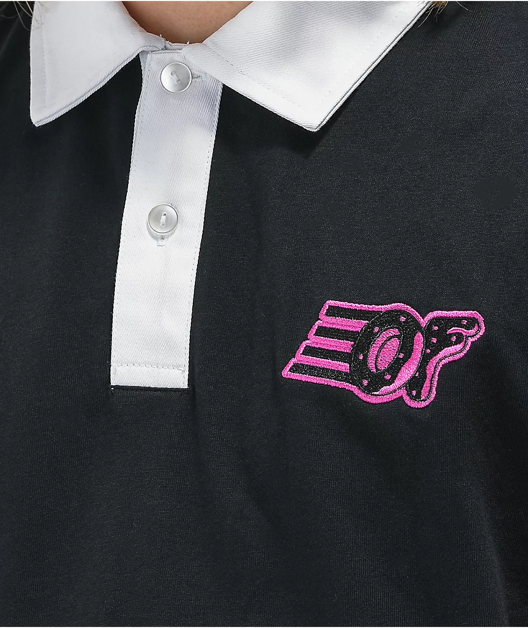 Odd Future Colorblock Purple & Black Long Sleeve Polo Shirt - Image 2