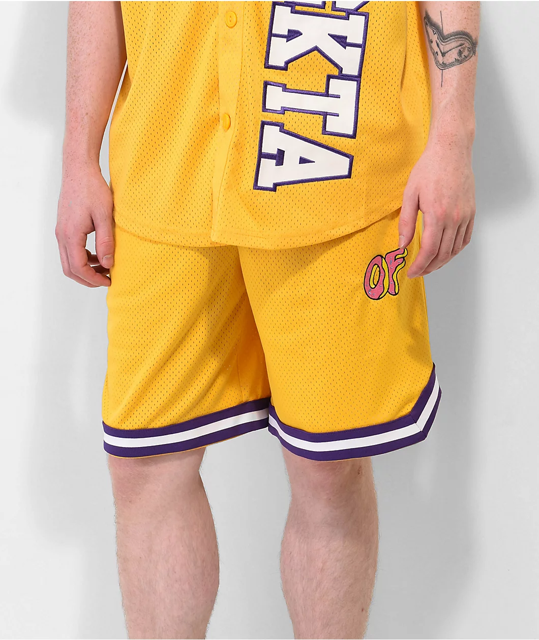 Odd Future OFWGKTA Yellow Basketball Shorts - Image 2