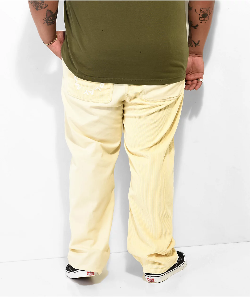 Paterson Cream Corduroy Blocked Skate Pants - Image 4