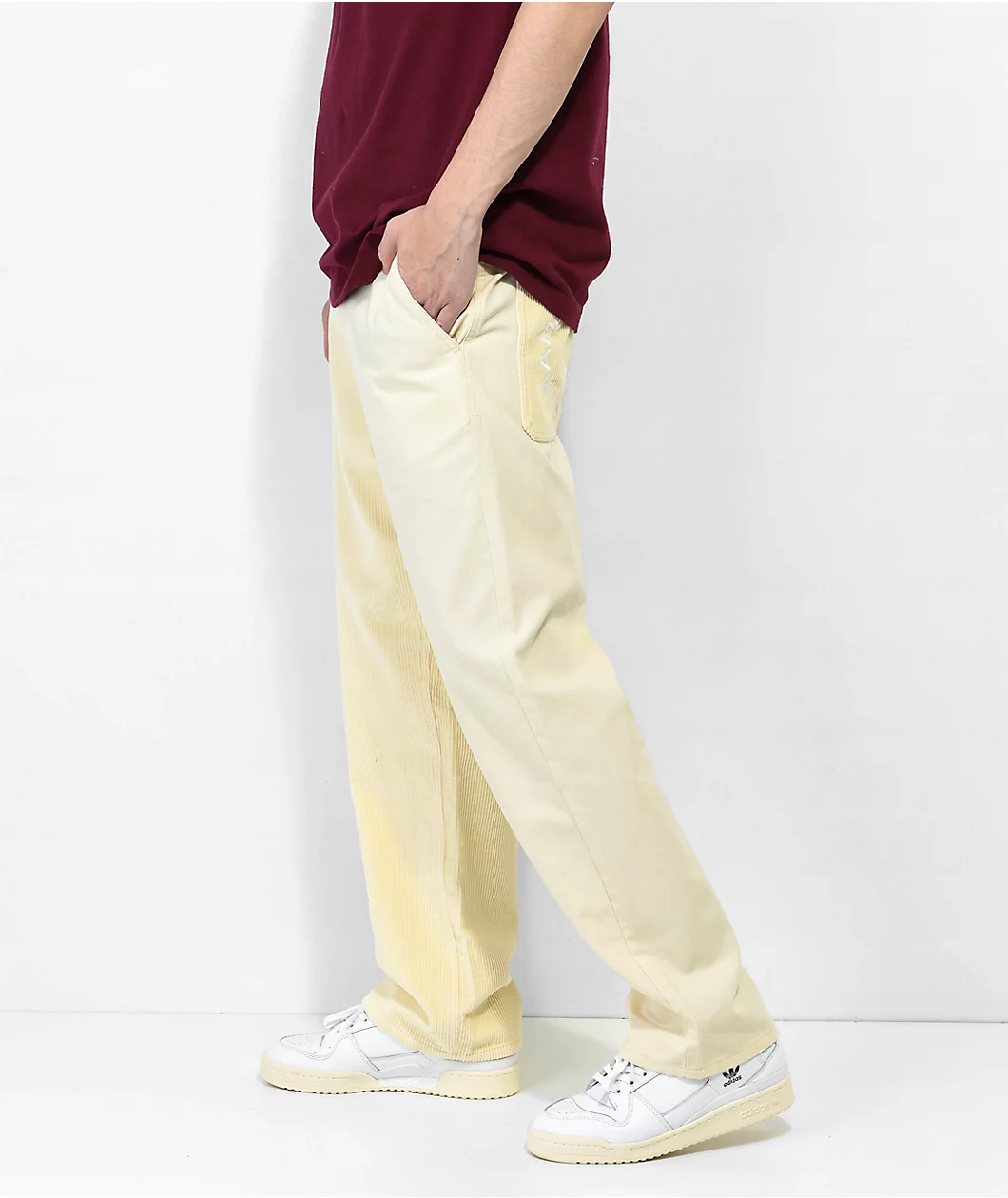 Paterson Cream Corduroy Blocked Skate Pants - Image 5