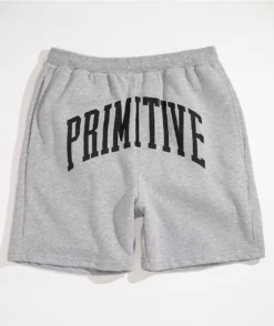 Primitive Collegiate Arch Grey Fleece Sweat Shorts