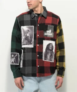 Primitive X Bob Marley Patchwork Flannel Shirt
