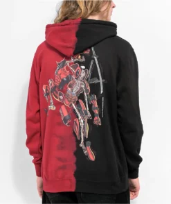 Primitive X Marvel Deadpool Red & Black Split Hoodie