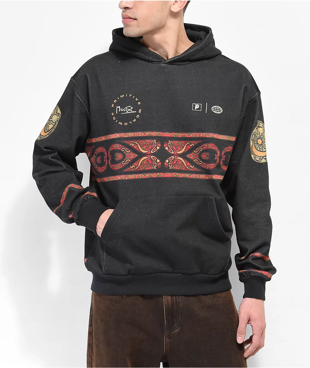 Primitive X Mucha Secret Language Black Hoodie - Image 2