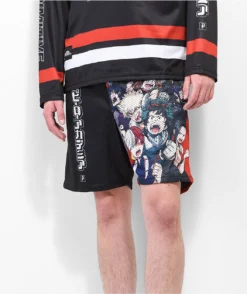 Primitive X My Hero Academia Blocked Black Mesh Shorts