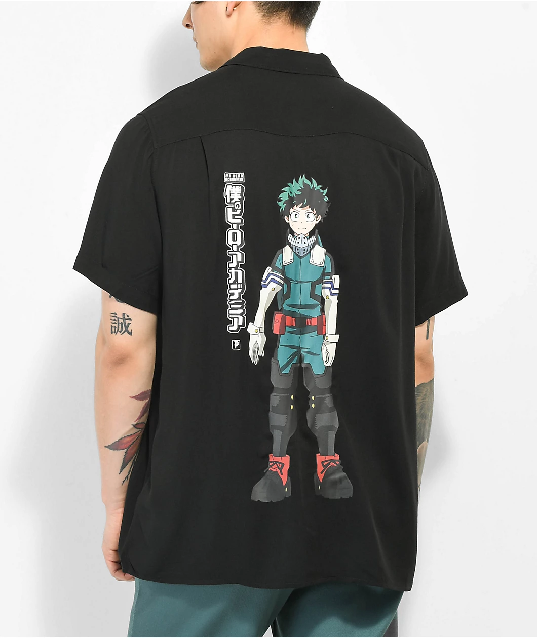 Primitive X My Hero Academia Izuku Black Short Sleeve Button Up Shirt