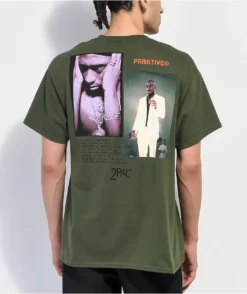 Primitive X Tupac Voice Army Green T-Shirt