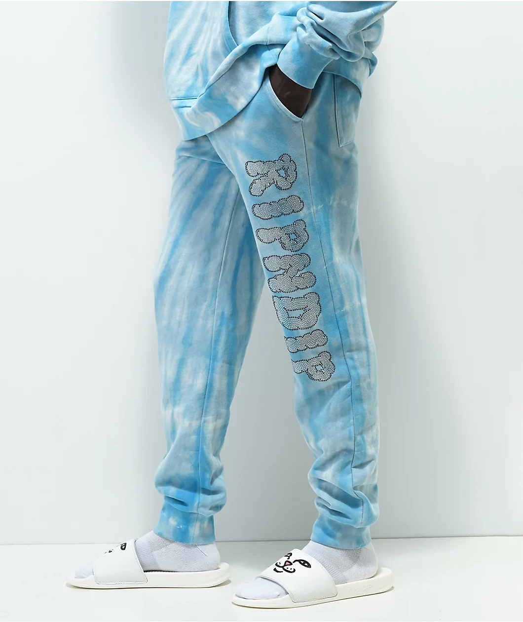RIPNDIP Sent From Heaven Blue Tie Dye Sweatpants - Image 3