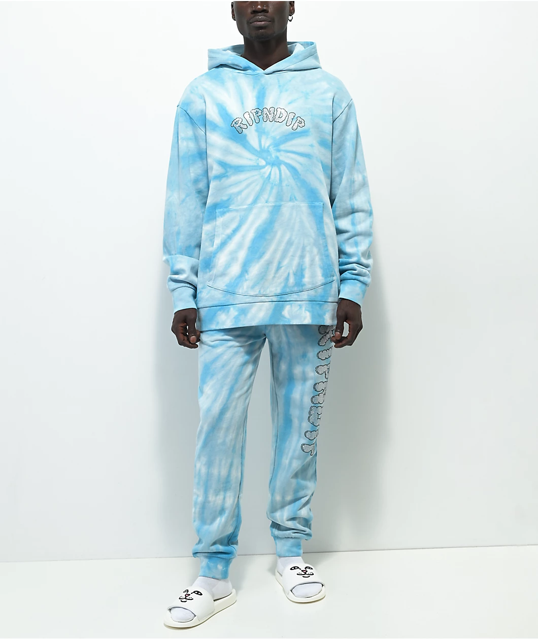 RIPNDIP Sent From Heaven Blue Tie Dye Sweatpants - Image 6
