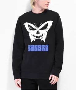 Salem7 Butterfly Black Crewneck Sweatshirt
