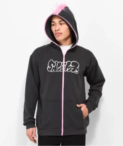 Salem7 Mohawk Black & Pink Zip Hoodie