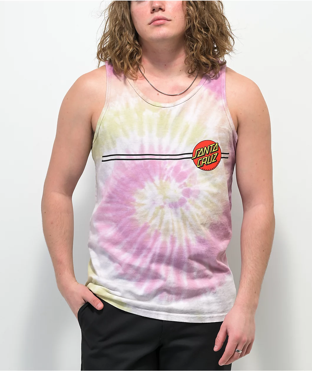 Santa Cruz Classic Dot Rose Tie Dye Tank Top - Image 2