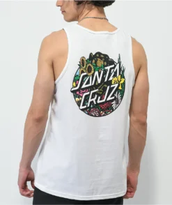 Santa Cruz Dressen Pup Dot White Tank Top