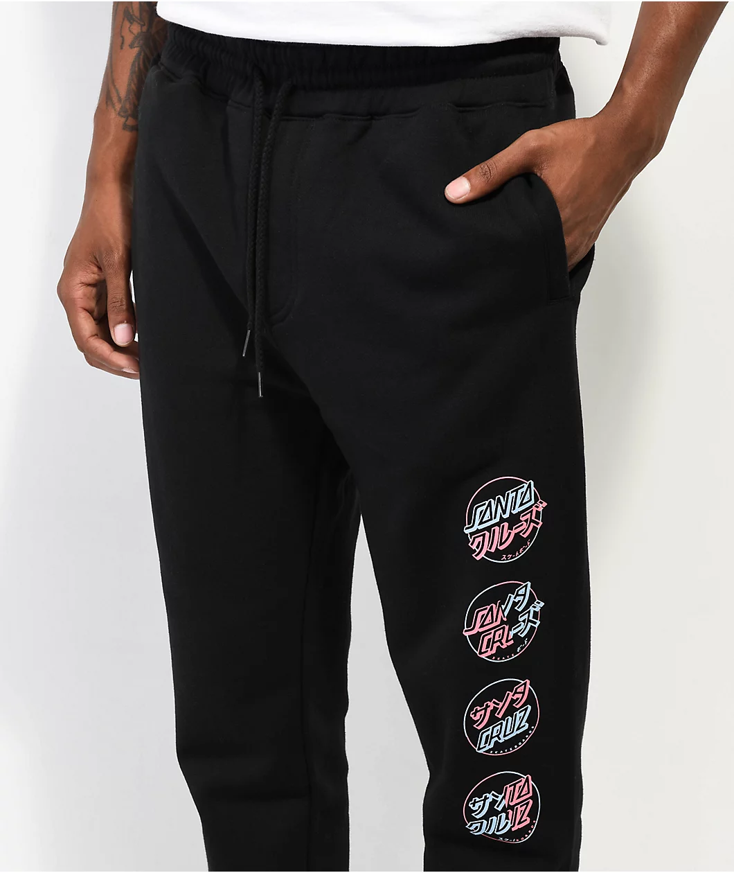 Santa Cruz Outline Stripe Black Sweatpants - Image 5