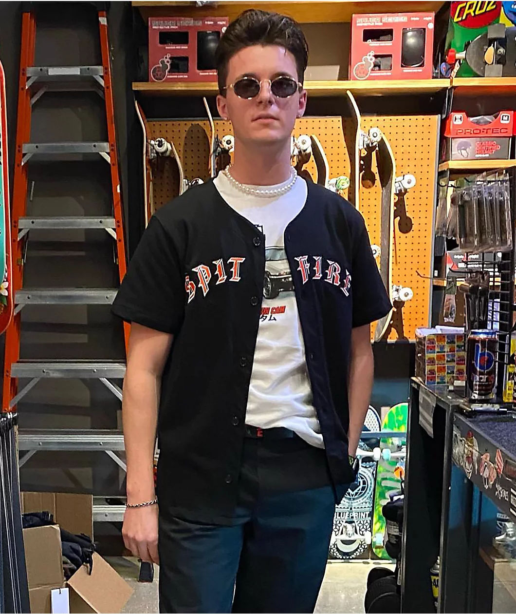 Spitfire Old English Black Baseball Jersey - Image 3