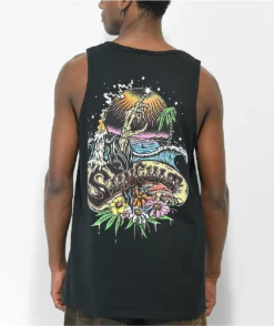 Suncult Reach For It Black Tank Top