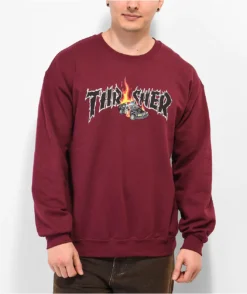 Thrasher Cop Car Burgundy Crewneck Sweatshirt