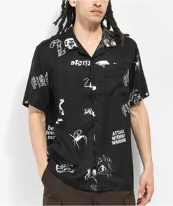 Vitriol Agony Black Short Sleeve Button Up Shirt