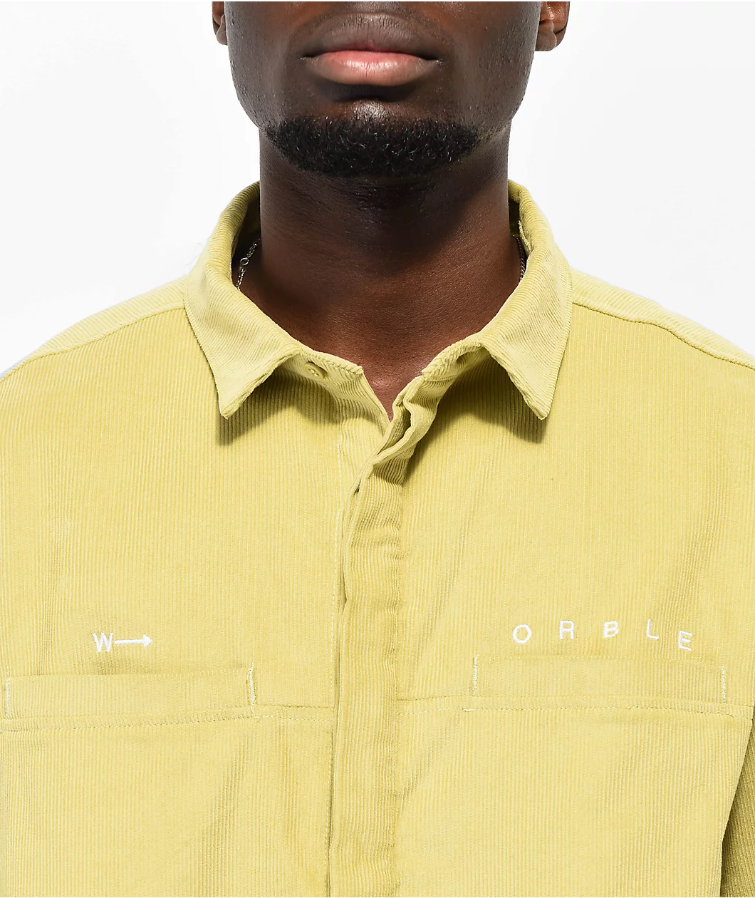 WORBLE Green Corduroy Short Sleeve Button Up Shirt - Image 3