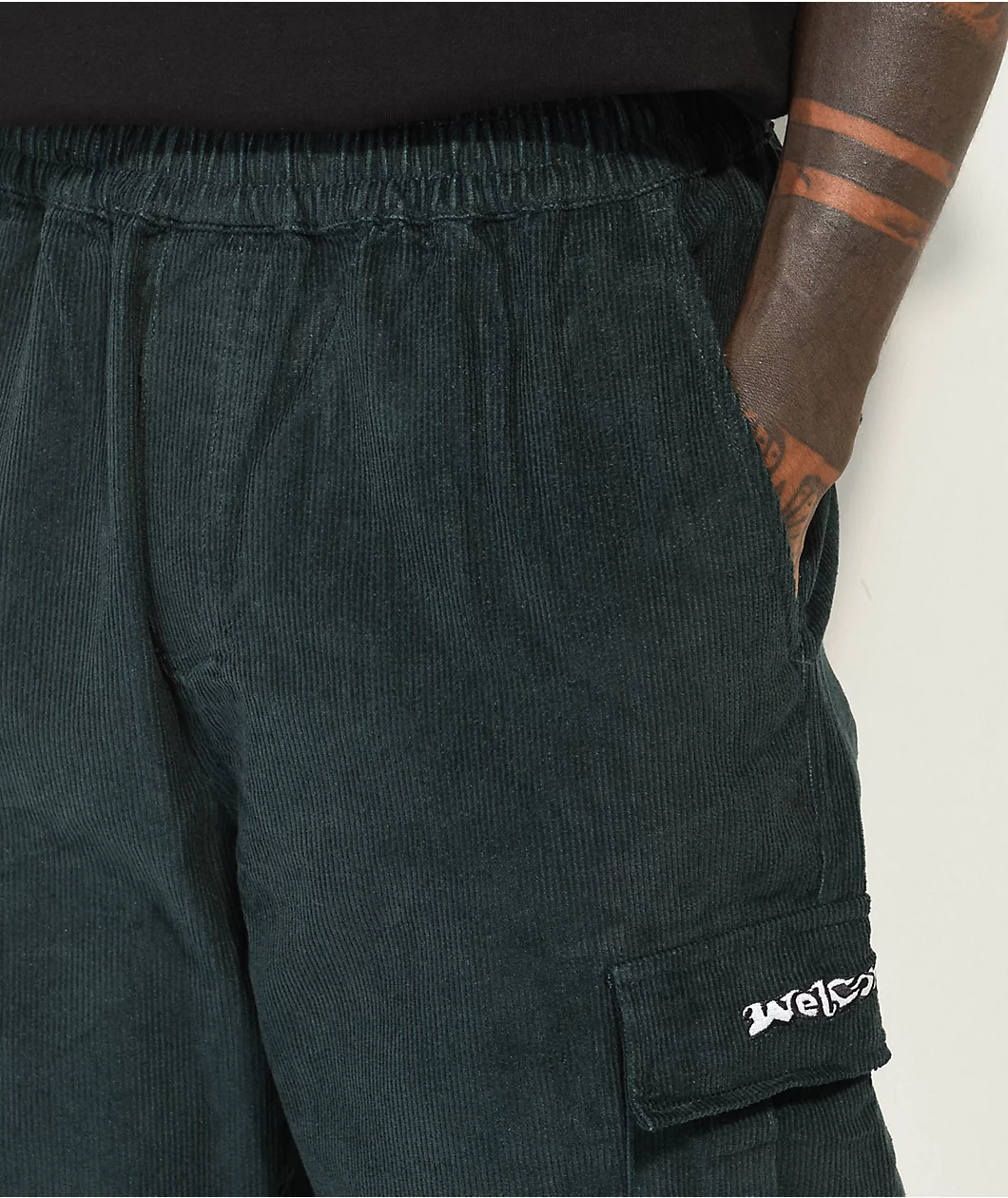 Welcome Chamber Green Corduroy Elastic Waist Pants - Image 4
