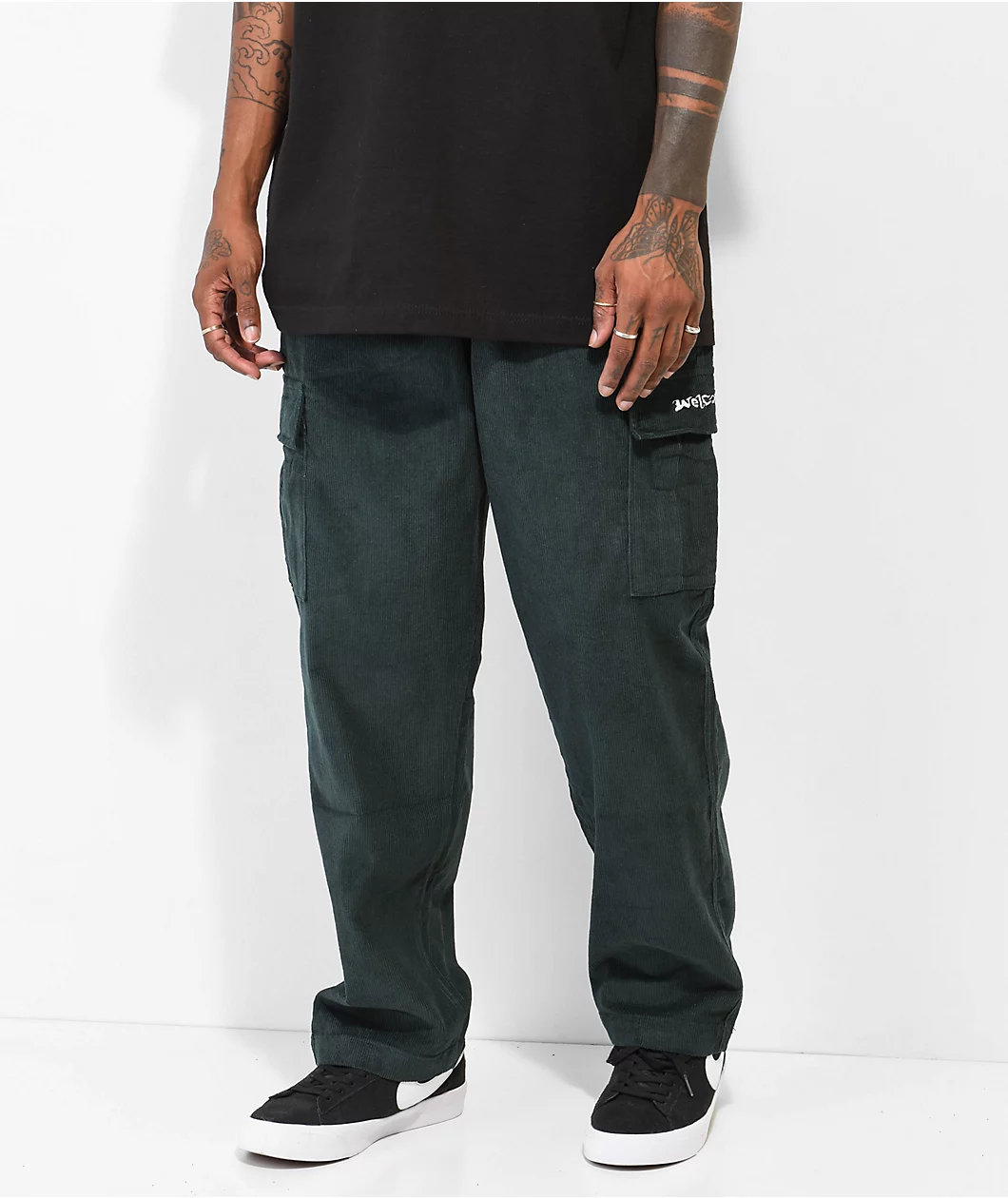 Welcome Chamber Green Corduroy Elastic Waist Pants