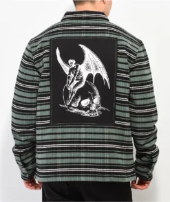 Welcome Nimbus Dark Green Plaid Flannel Shirt