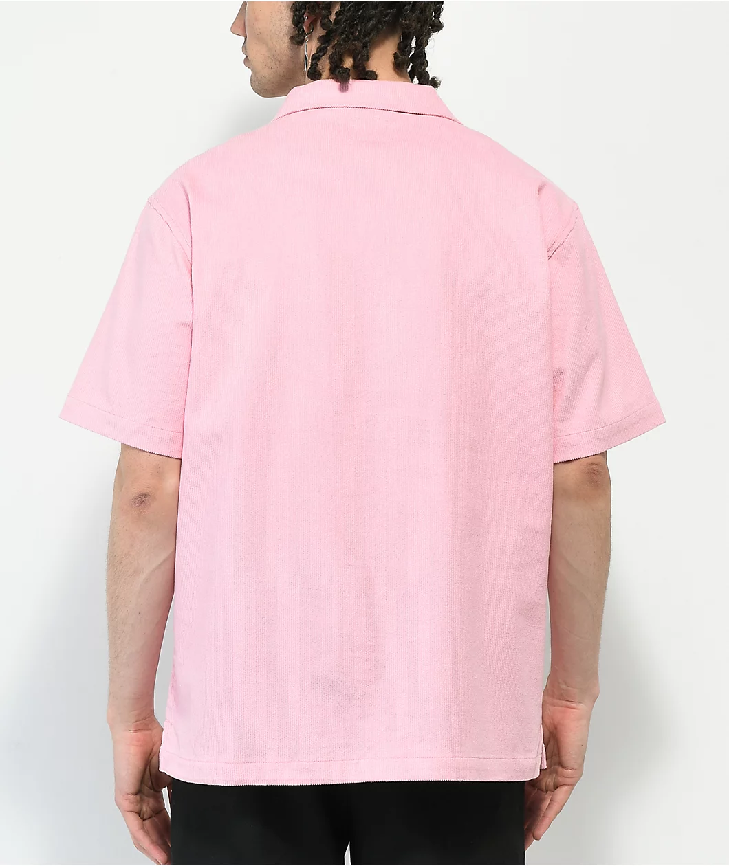 Welcome Recess Pink Corduroy Short Sleeve Button Up Shirt - Image 2