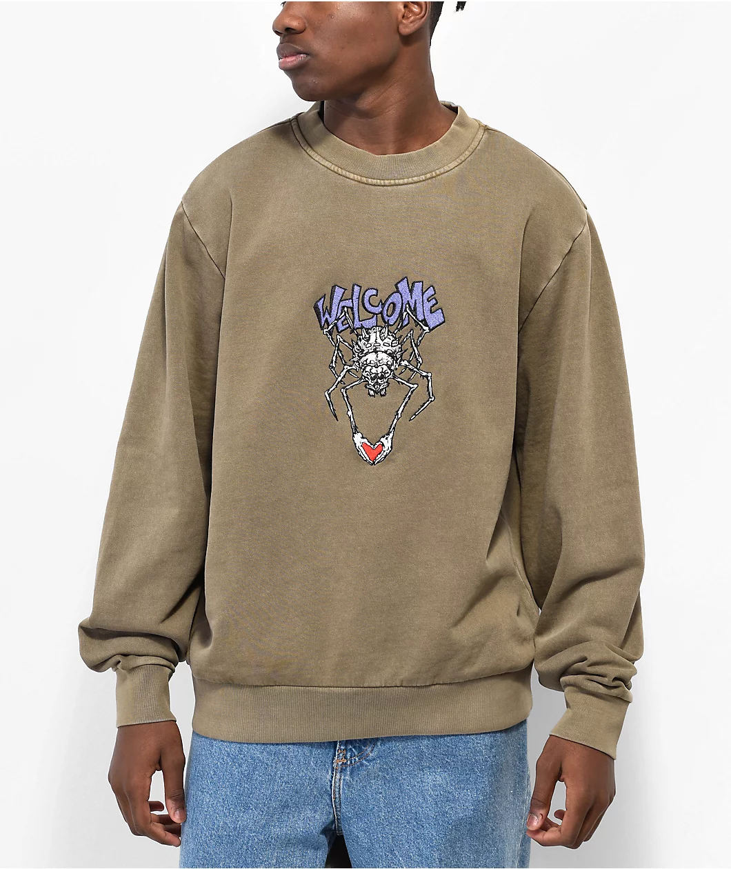 Welcome Spidey Brown Crewneck Sweatshirt