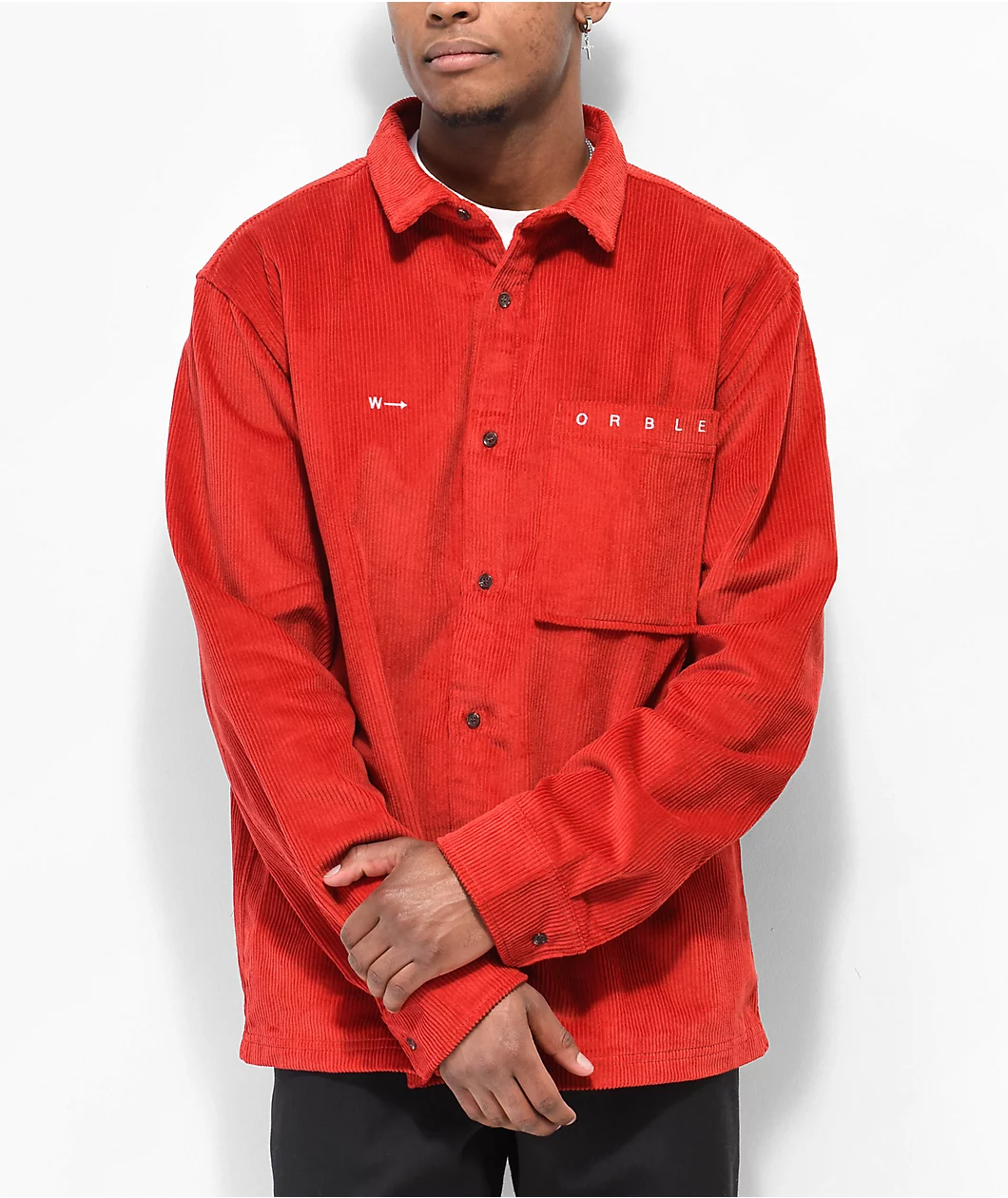 Worble Red Corduroy Long Sleeve Shirt - Image 3